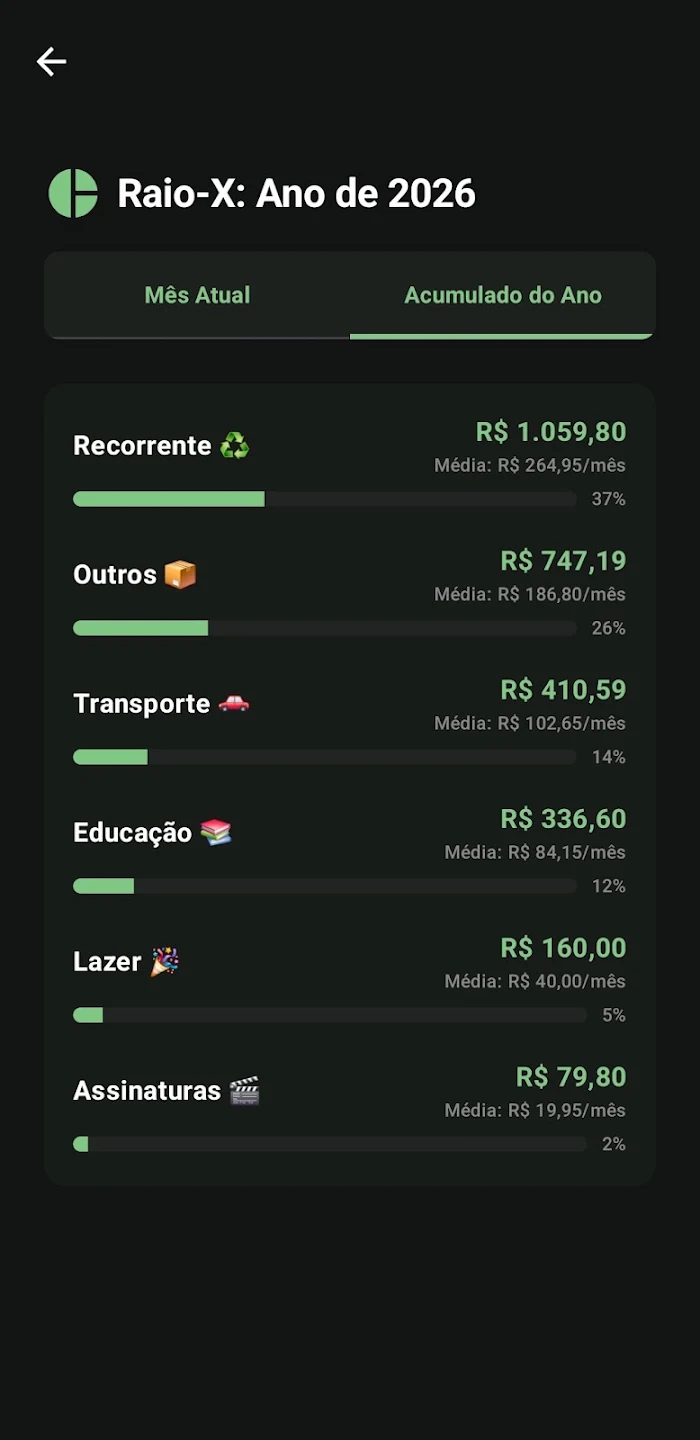 Raio-X do Silica com gastos por categoria